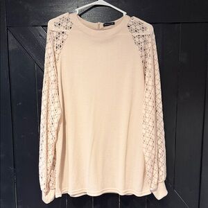 Cato Cream Lace Accent Blouse